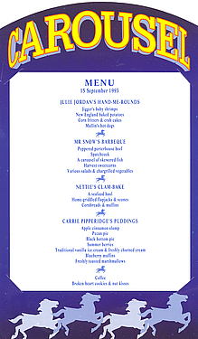 Dinner Menu for Shafesbury Theatre production of CAROUSEL
