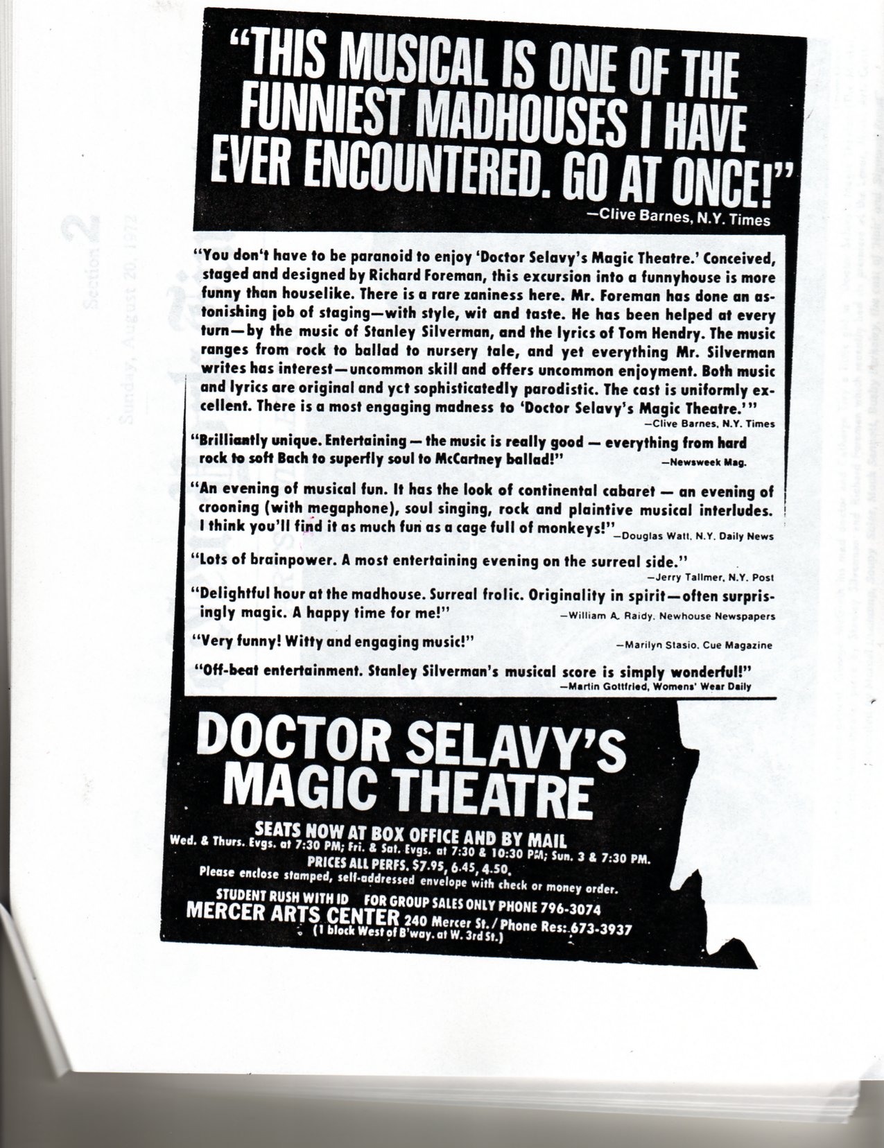 Dr. Selavy's Magic Theatre Program Dr. Selavy's Magic Theatre Program
