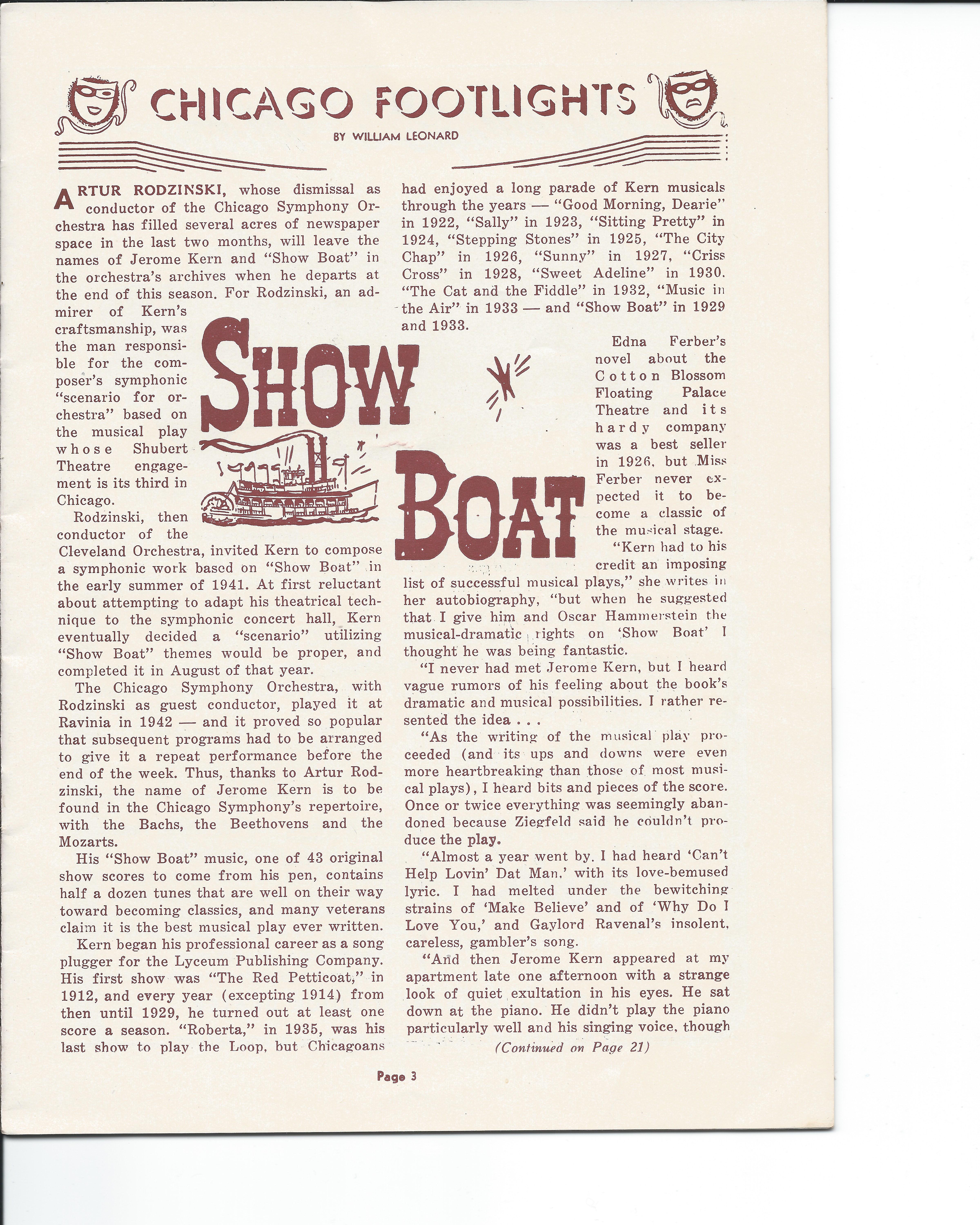 Showboat Stagebill - Chicago Shubert Theater, 3/21/1948 p. 3 Showboat Stagebill - Chicago Shubert Theater, 3/21/1948 p. 3