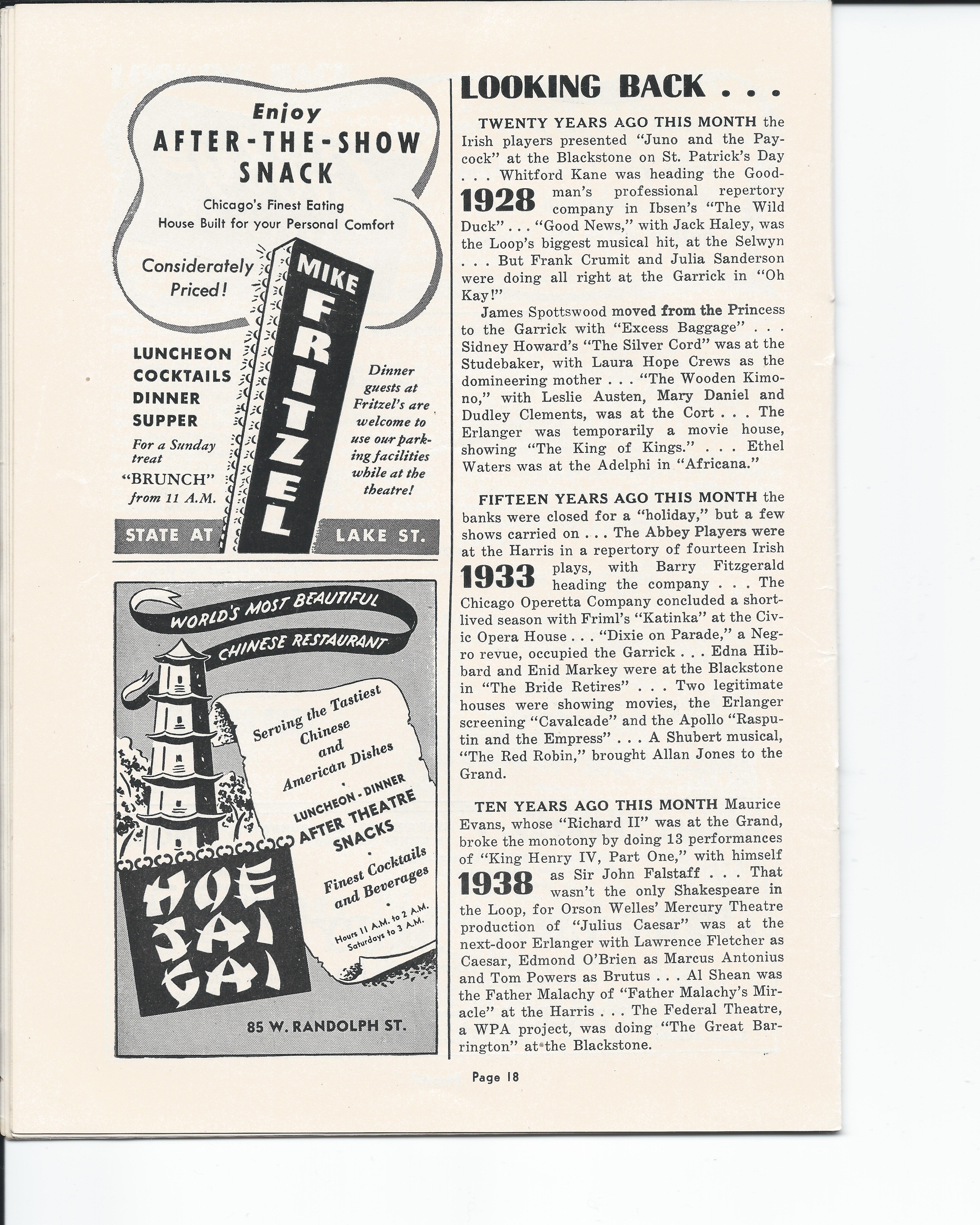 Showboat Stagebill - Chicago Shubert Theater, 3/21/1948 p. 18 Showboat Stagebill - Chicago Shubert Theater, 3/21/1948 p. 18