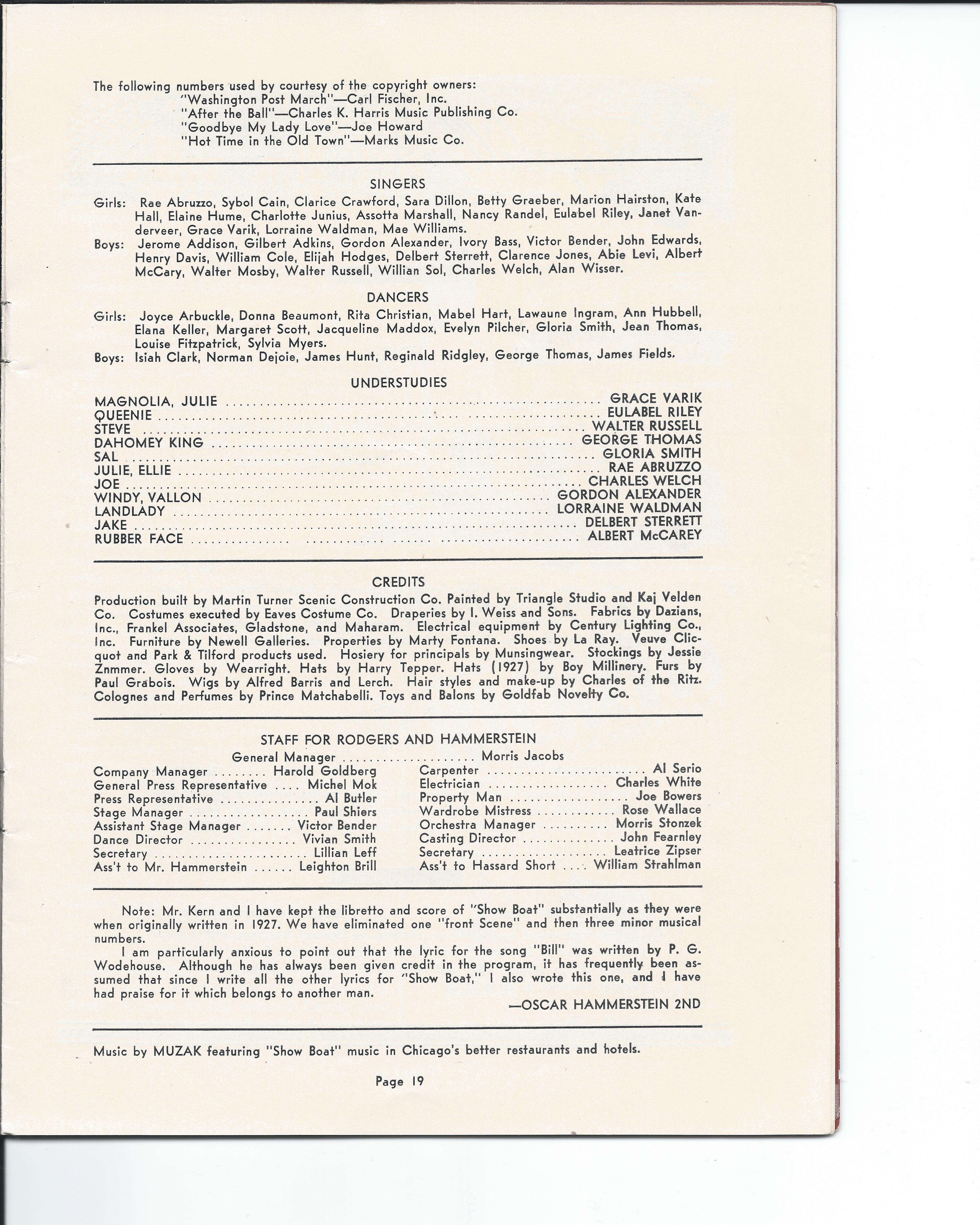 Showboat Stagebill - Chicago Shubert Theater, 3/21/1948 p. 19 Showboat Stagebill - Chicago Shubert Theater, 3/21/1948 p. 19