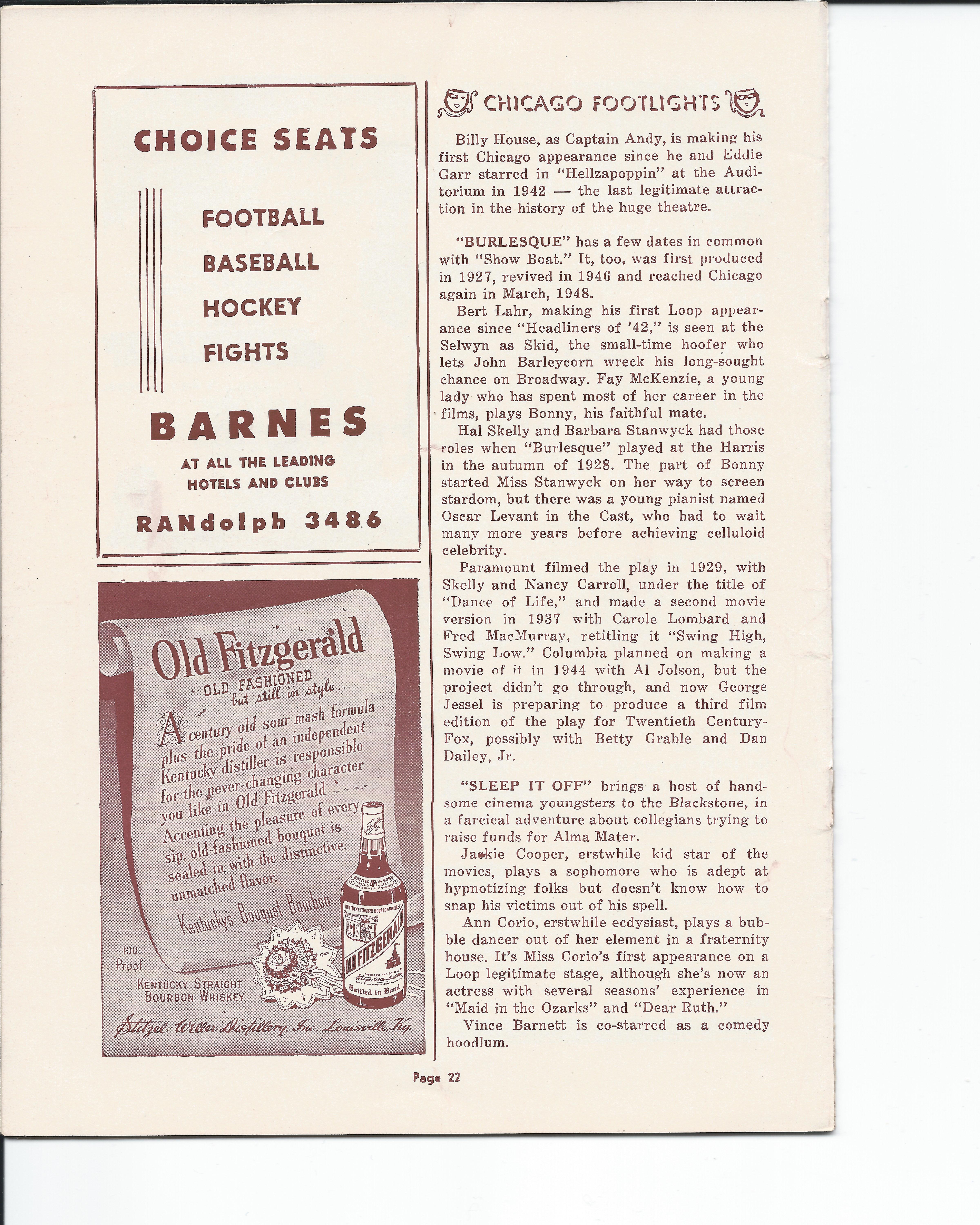 Showboat Stagebill - Chicago Shubert Theater, 3/21/1948 p. 22 Showboat Stagebill - Chicago Shubert Theater, 3/21/1948 p. 22