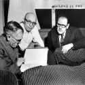 LOST IN THE STARS authors Kurt Weill and Maxwell Anderson with novelist Alan Paton.